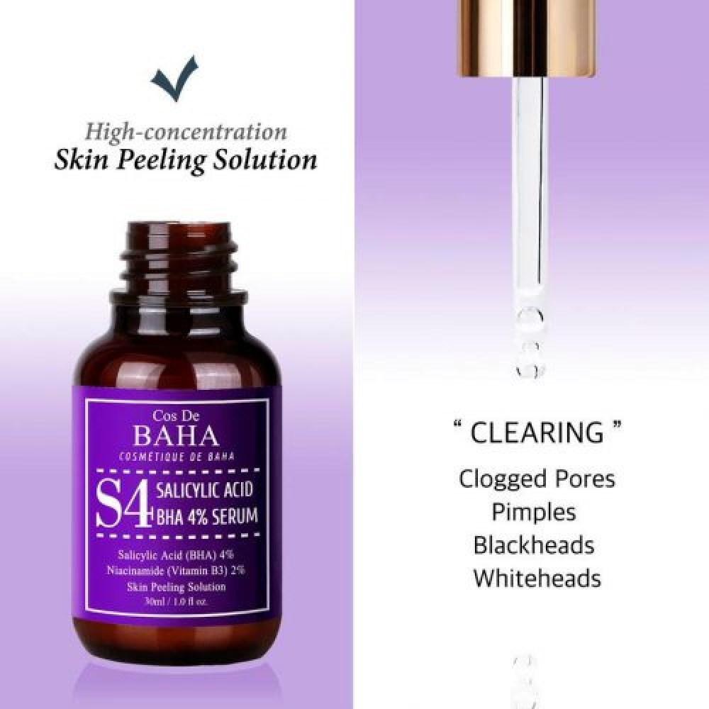 Сироватка з ВНА кислотою 4% для проблемної шкіри Cos De Baha Bha Salicylic Acid 4% Exfoliant Serum, 30мл