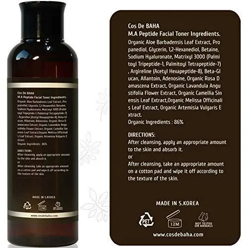 Пептидний тонер з матріксілом і аргіреліном Cos De Baha M.A Peptide Facial Toner, 200мл