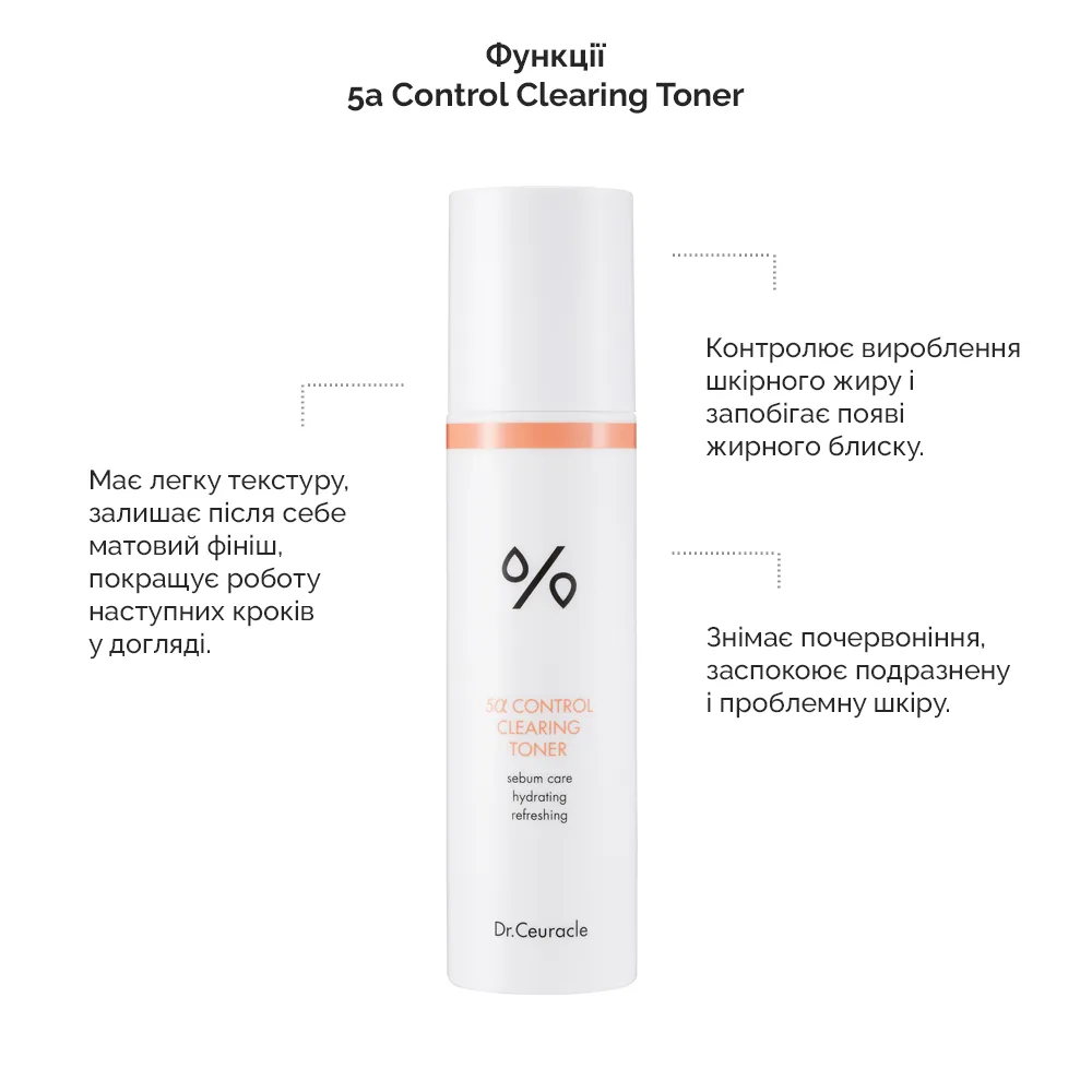 Себорегулирующий тонер для лица Dr.Ceuracle 5α Control Cleansing Toner, 120мл