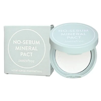 Безбарвна мінеральна матуюча компактна пудра Innisfree No Sebum Mineral Pact, 8.5г.