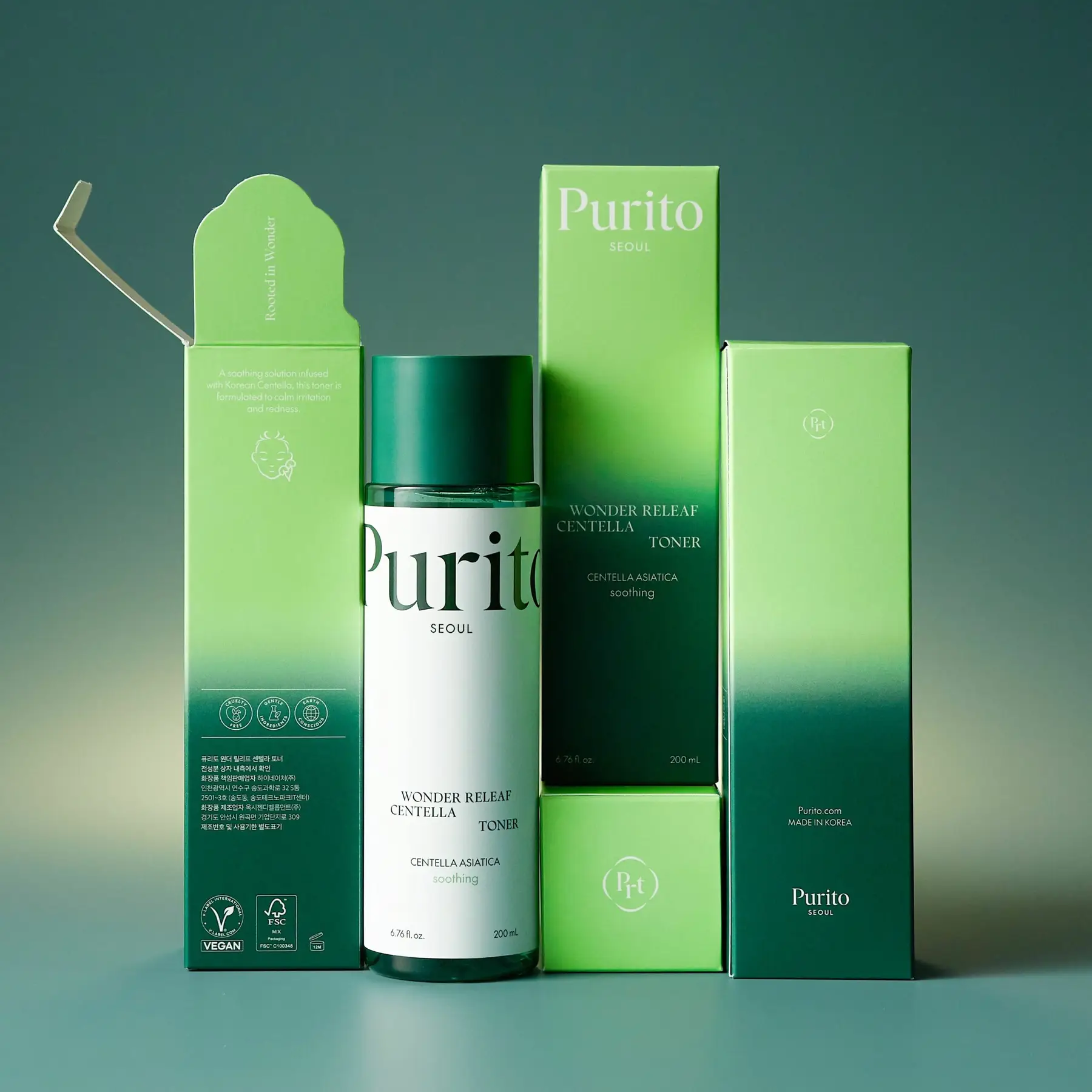 Успокаивающий тонер с центеллой Purito Seoul Wonder Releaf Centella Toner, 200мл