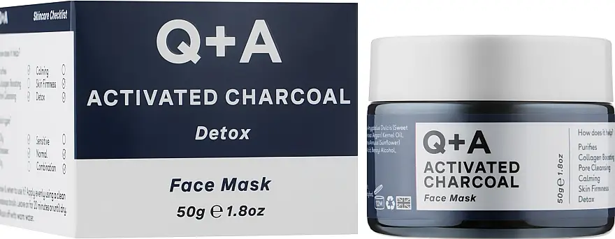 Маска для обличчя з вугіллям Q&A Activated Charcoal Face Mask, 50 г