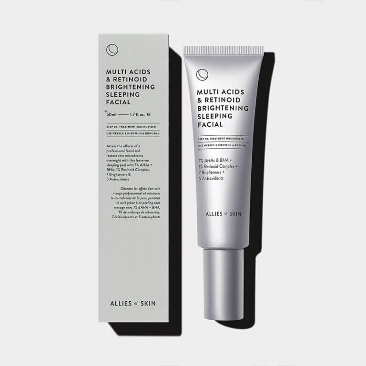 Ночной мультикислотный пилинг с ретинолом Allies of skin Multi Acids Retinoid Brightening Sleeping Facial, 50мл