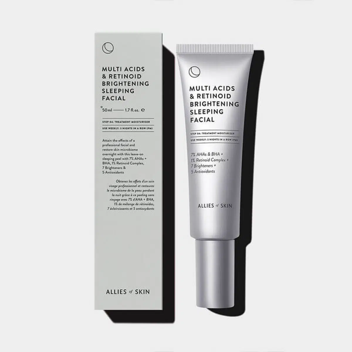 Нічний мультикислотний пілінг з ретинолом Allies of skin Multi Acids Retinoid Brightening Sleeping Facial, 50мл