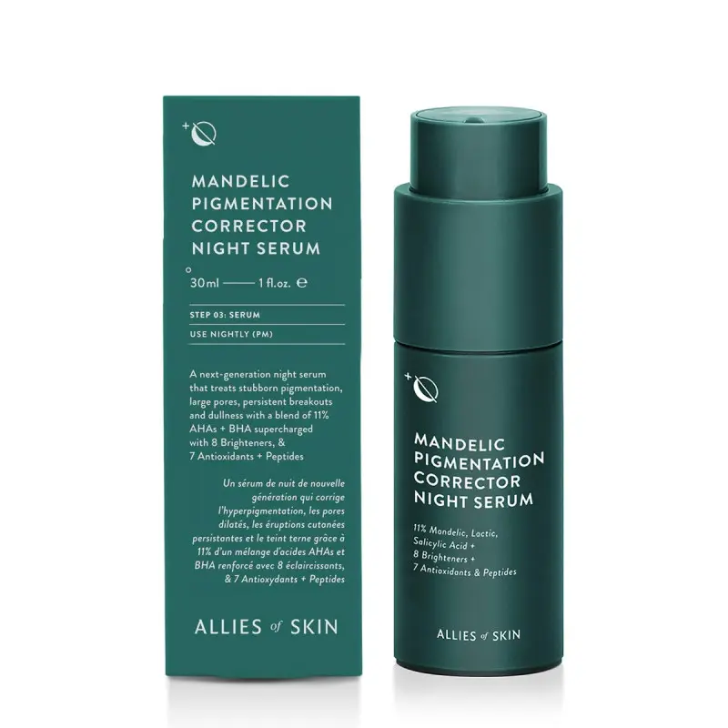 Нічна сироватка із 11% кислот Allies of skin Mandelic Pigmentation Corrector Night Serum