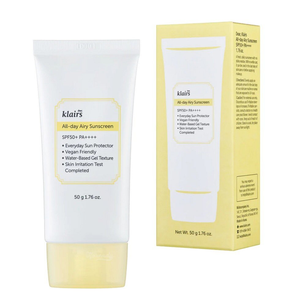 Увлажняющий солнцезащитный крем Dear Klairs All-day Airy Sunscreen SPF50+ PA++++, 50 мл