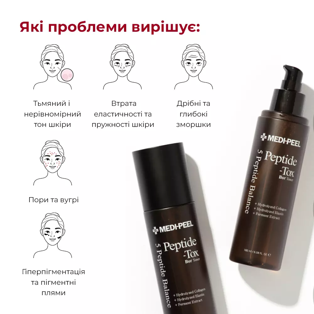 Антивозрастной тонер Medi-Peel Bor-Tox 5 Peptide Toner, 180 мл