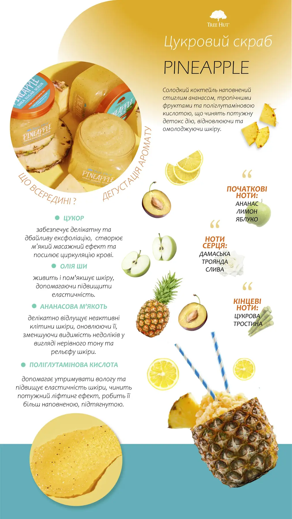 Скраб для тіла Tree Hut Pineapple Sugar Scrub, 510 гр.