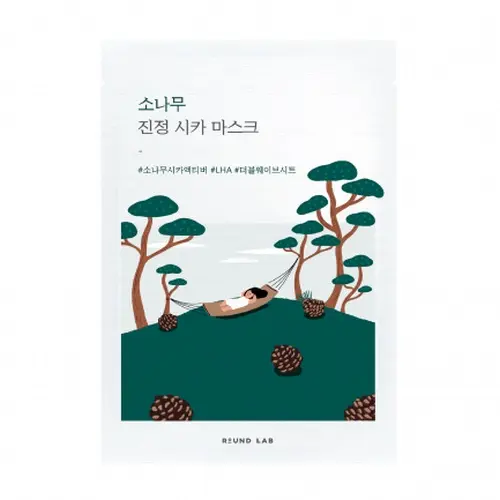 Успокаивающая маска с экстрактом иголок сосны ROUND LAB Pine Calming Cica Mask Sheet