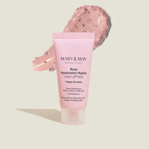 Зволожуюча глиняна маска з трояндою Mary and May Rose Hyaluronic Hydra Wash off Pack