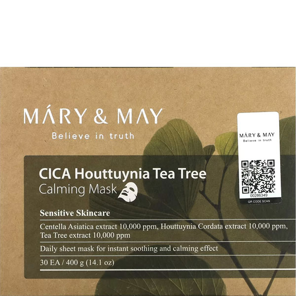 Успокаивающая тканевая маска с хаутунией Mary & May CICA Houttuynia Tea Tree Calming Mask, 30 шт