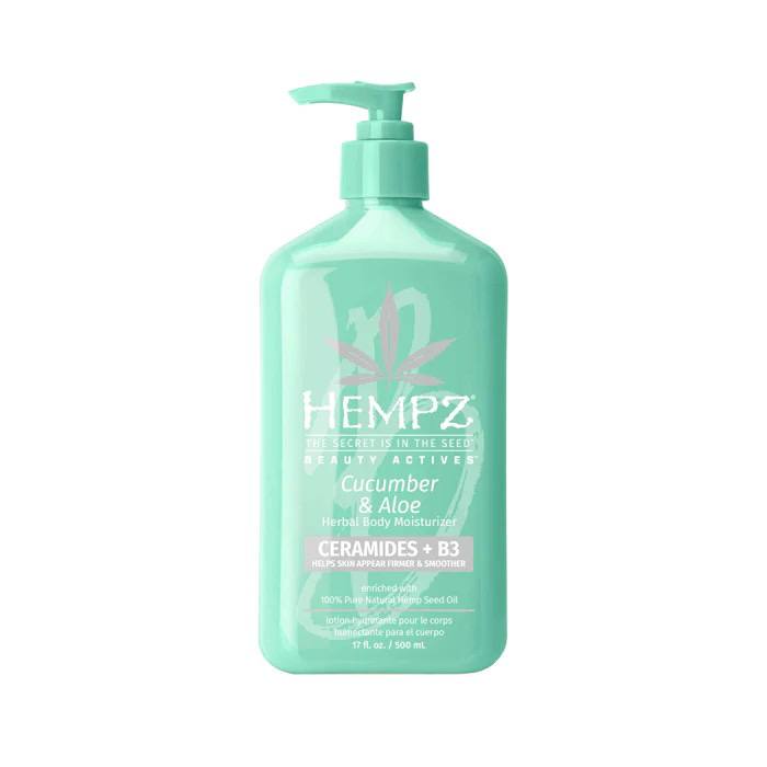 Молочко для тіла огірок, алое, цераміди + В3 Hempz Beauty Actives Cucumber and Aloe Moisturiser, 500мл