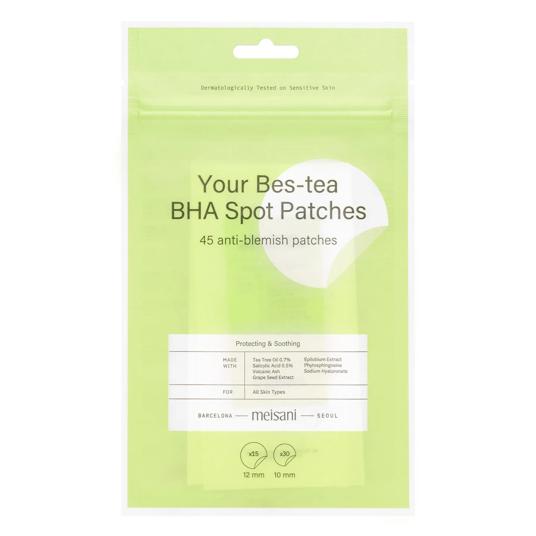 Патчі проти висипань з чайним деревом та саліциловою кислотою Meisani Your Bes-tea BHA Spot Patches, 45 шт