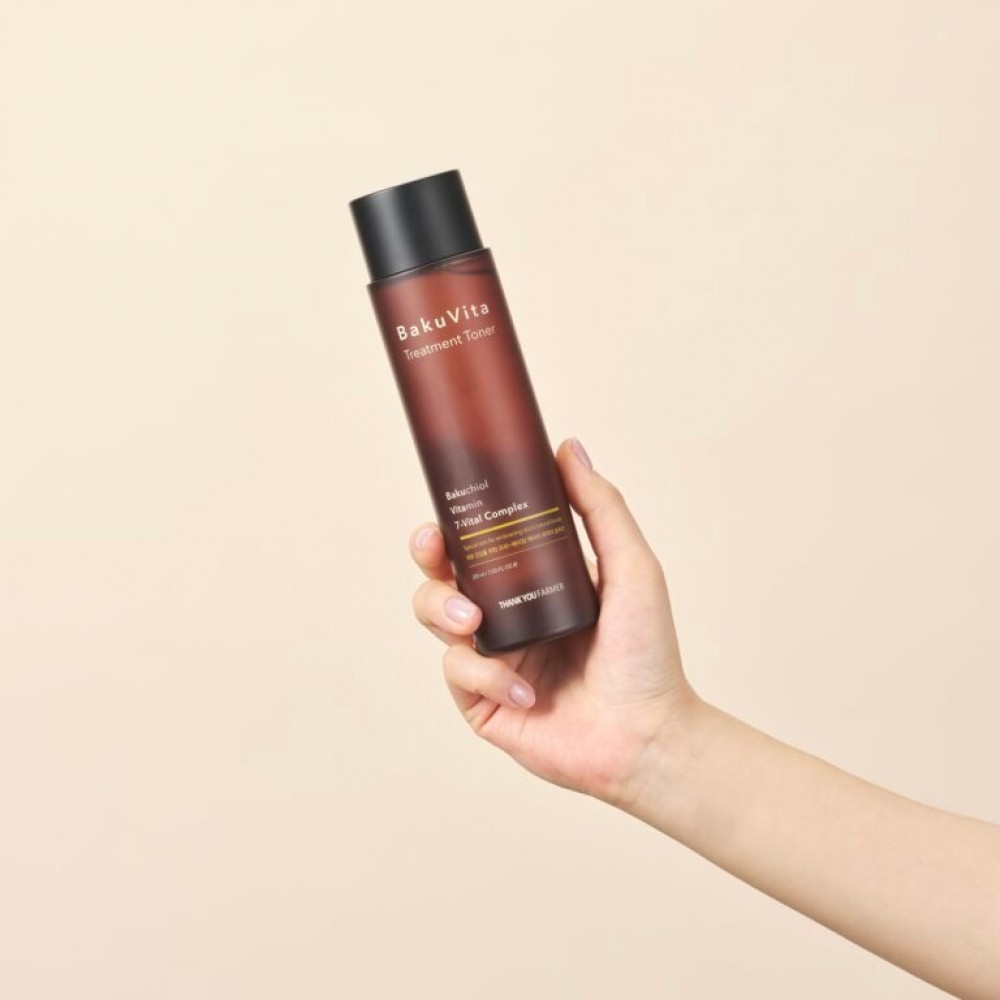 Зволожувальний тонер з бакучіолом і вітамінами C та E Thank You Farmer BaKuVita Treatment Toner, 200 мл