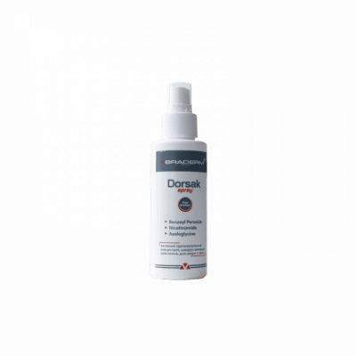 DORSAK SPRAY<br>Активний протизапальний спрей з Бензоїл пероксидом 6%, 100 мл