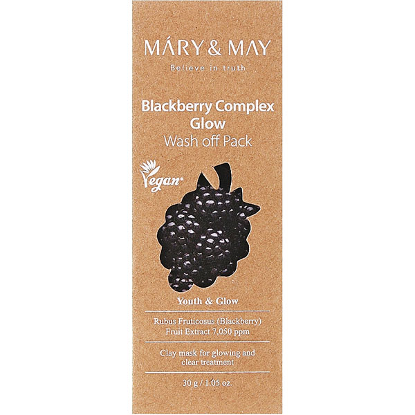 Антиоксидантная глиняная маска с экстрактом ежевики MARY&MAY BLACKBERRY COMPLEX GLOW WASH OFF PACK,30 г