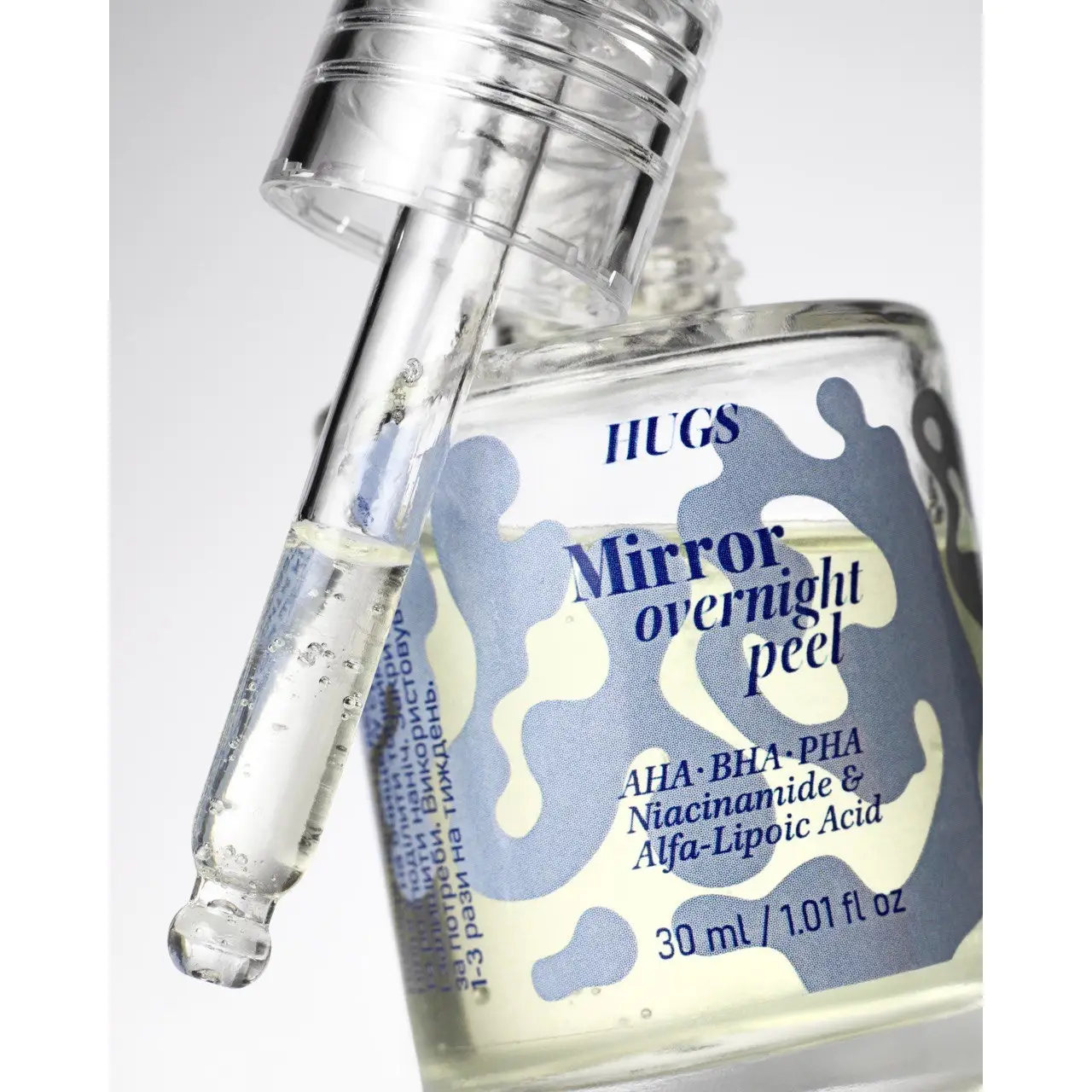 Нічна мультикислотна пілінг-сироватка Hugs Mirror overnight peel, 30 мл
