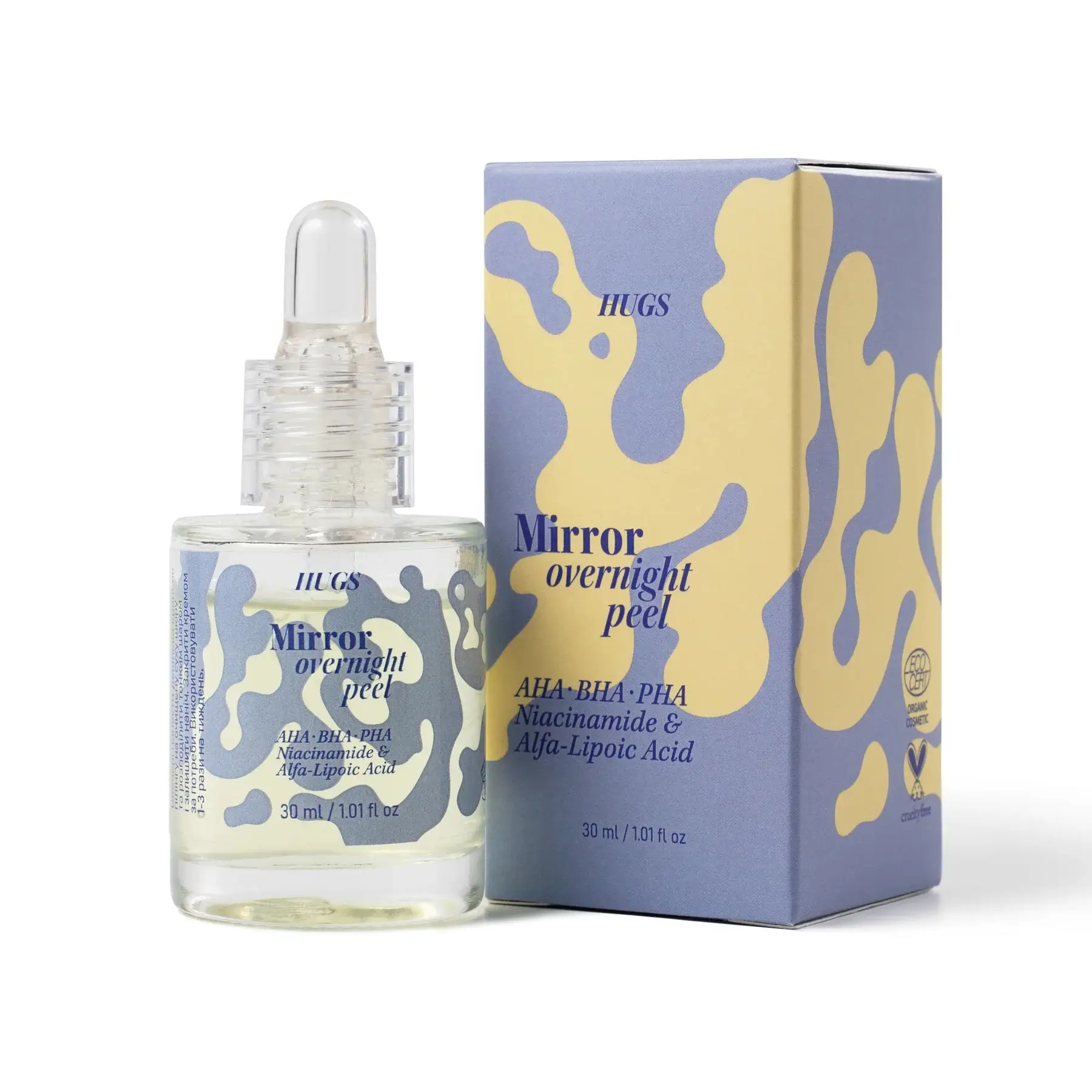 Ночная мультикислотная пилинг-сыворотка HUGS Mirror overnight peel, 30 мл