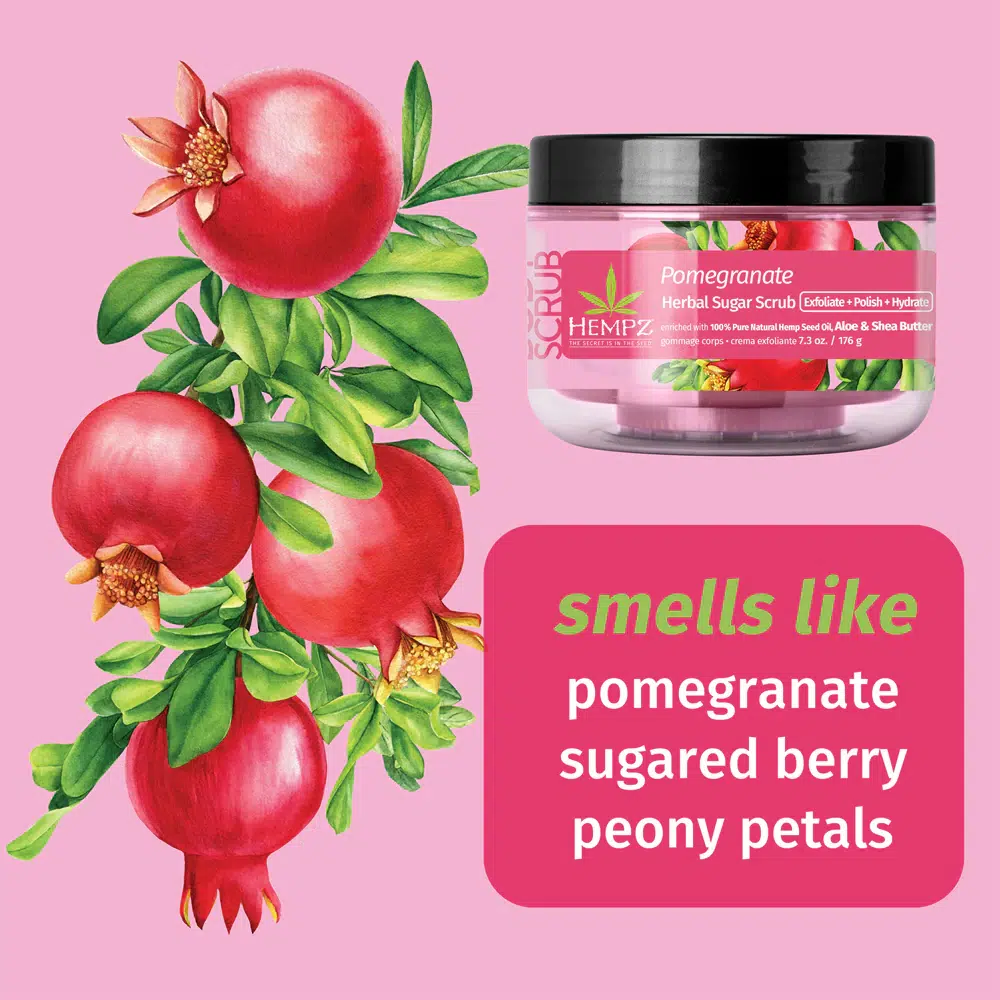 Цукровий живильний Скраб для тіла з Гранатом Hempz Pomegranate Herbal Sugar Body Scrub, 176 г