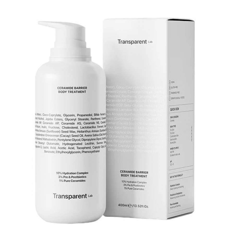 Керамідний бар’єрний догляд за тілом TRANSPARENT-LAB CERAMIDE BARRIER BODY TREATMENT, 400 мл