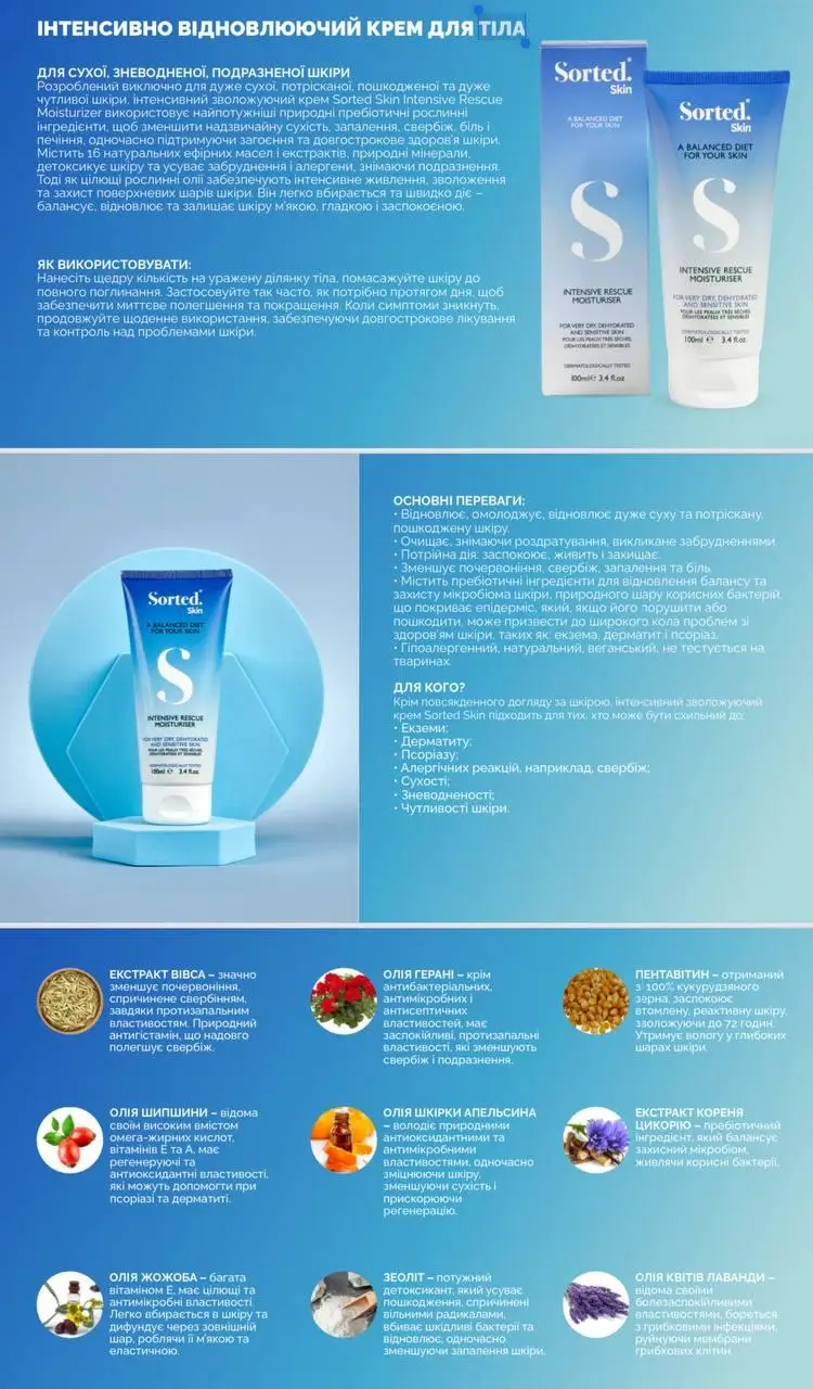 Інтенсивний відновлюючий крем Sorted Skin Intensive Rescue Moisturiser 100 мл