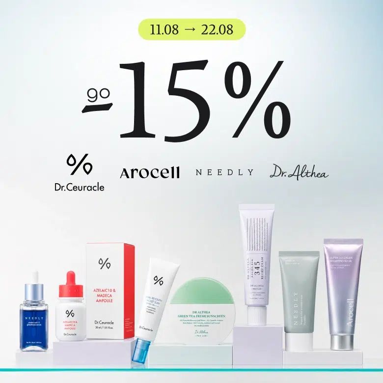 Знижка до -15% на бренди Dr.Ceuracle, Needly, Arocell, Dr. Althea!
