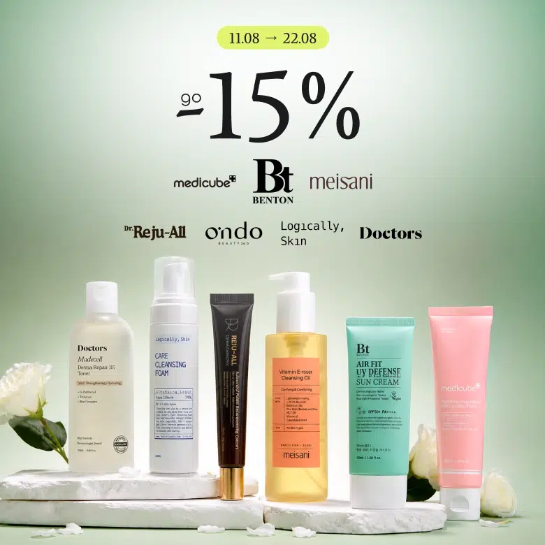 Знижка до -15% на бренди Medicube, Benton, Meisani, Doctors Theralogic, Dr.Reju-all, Ondo Beauty, Logically Skin!
